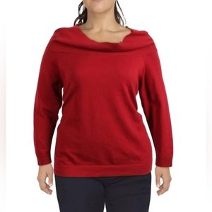 NWT Anne Klein Red Cashmere Sweater Size XL